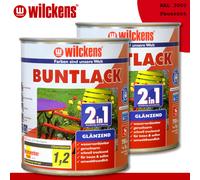 Wilckens 2 x 750 ML Laca Colorida 2in1 Brillante Ral 3000 Rojo Fuego Interior Y