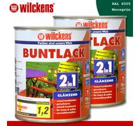 Wilckens 2 x 750 ML Laca Colorida 2in1 Brillante Ral 6005 Verde Musgo Interior Y