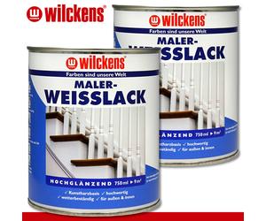 Wilckens 2 x 750 ML Maler-Weißlack Resina Alquídica Madera Metal Interior &
