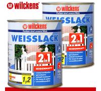 Wilckens 2 x 750 ML Weisslack 2in1 Seda Mate Fondo Barniz Madera Cuidado Jardón