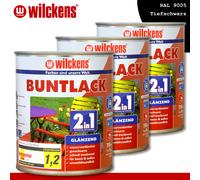 Wilckens 3 x 750 ML Laca Colorida 2in1 Brillante Ral 9005 Azabache Interior Y