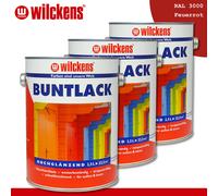 Wilckens 3x 2,5L Laca Colorida Alto Brillo Ral 3000 Rojo Fuego Interior &