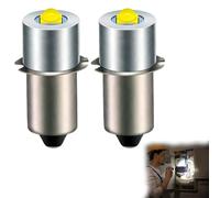 wilcractk 2 Piezas Bombilla LED de actualización P13.5S 3W de Repuesto para Linterna, Bombilla para Lámpara Eléctrica 4-12V 300LM, para 3-8 Pilas C/D con Rango de Voltaje 6-24V