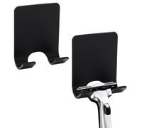 wilcractk Ganchos Adhesivos Para Pared Toallero Multifuncional Negro Pack de 2 Soporte para Afeitadora y Cable Ideal Como Accesorios Baño Sin Taladro para Hogar y Ducha