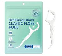 wilcractk Hilo dental con mango blanco 200 uds, seda dental tipo arcos con alta elasticidad, floss desechable para niños y adultos, ideal para uso oral diario y hoteles