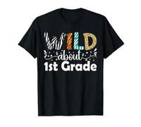 Wild About 1er Grado Regreso a la Escuela Divertido Profesor Estudi Camiseta