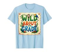 Wild About 4th Grade Jungle Adventure School, 4to Grado Camiseta, Hombre, Azul Bebé, XL