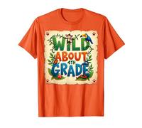 Wild About 4th Grade Jungle Adventure School, 4to Grado Camiseta, Hombre, Naranja, XL