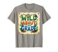 Wild About 4th Grade Jungle Adventure School, 4to Grado Camiseta, Hombre, Pizarra, L