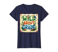 Wild About 4th Grade Jungle Adventure School, 4to Grado Camiseta, Mujer, Azul Marino, XL