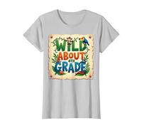 Wild About 4th Grade Jungle Adventure School, 4to Grado Camiseta, Mujer, Plata, XS