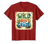 Wild About 4th Grade Jungle Adventure School, 4to Grado Camiseta, Niños, Arándano, 3 años