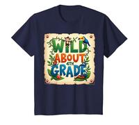 Wild About 4th Grade Jungle Adventure School, 4to Grado Camiseta, Niños, Azul Marino, 2 años