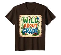 Wild About 4th Grade Jungle Adventure School, 4to Grado Camiseta, Niños, Marrón, 4 años