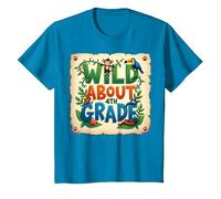 Wild About 4th Grade Jungle Adventure School, 4to Grado Camiseta, Niños, Zafiro, 2 años