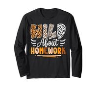 Wild About Homework Sarcastic Back to School Humor Manga Larga