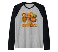 Wild About My Students Animals Teacher Classroom Jungle Camiseta Manga Raglan