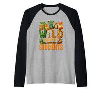 Wild About My Students Animals Teacher Classroom Jungle Camiseta Manga Raglan