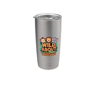 Wild About Preescolar Preescolar Selva Animales Niñas Niños Vaso térmico de acero inoxidable de doble pared