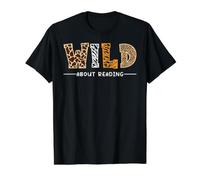 Wild About Reading Libros Amantes Biblioteca Día Profesor Inglés Camiseta gráfica económica, Hombre, Negro, XL