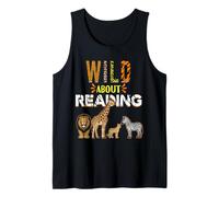 Wild About Reading Libros Animales del zoológico Amor Lectura de Libros Camiseta sin Mangas