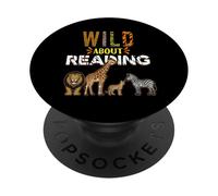 Wild About Reading Libros Animales del zoológico Amor Lectura de Libros PopSockets PopGrip Adhesivo
