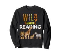 Wild About Reading Libros Animales del zoológico Amor Lectura de Libros Sudadera