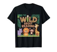 Wild About Reading Teachers Día de Lectura para niños Camiseta