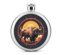 Wild American Bison Mountains - Petaca de whisky pequeña portátil de viaje, botella de acero inoxidable a prueba de fugas para bodas, padrinos de boda, regalo de dama de honor, 5 onzas