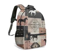 Wild and Free - Mochila de viaje con estampado de caballo blanco y negro de 16 pulgadas, estilo bohemio, tribal, geométrico, flecha, patrón de flechas, 01., L, Casual