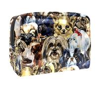 Wild Animal Dogs - Bolsa de cosméticos para mujer, bolsa de aseo de viaje, bolsa grande de PVC para maquillaje, práctica bolsa organizadora con cremallera, multicolor, 18.5x7.5x13cm/7.3x3x5.1in,