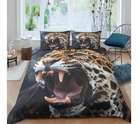 Wild Animal Funda Edredon Microfibra Juego de Ropa de Cama de 3 Piezas Impresión 3D Cierre de Wild Animal Arte Estilo Funda de Edredón Funda de Almohada a Juego Lavables Suave for niña （140x200cm）