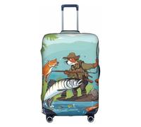 Wild Animal Hunting Fish 01 - Funda elástica para equipaje, lavable, elástica, antiarañazos, funda de viaje, Blanco, S