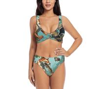 Wild Animal Hunting Fish 03 Print Sexy Bikini Set para mujer Conjunto de bikini de 2 piezas Trajes de baño Playa Piscina Trajes de baño, Negro, S