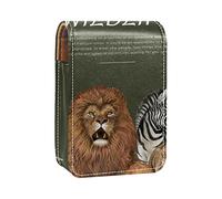 Wild Animals-01 - Estuche portátil para lápiz labial, mini caja de almacenamiento de lápiz labial, estuche organizador de lápiz labial con espejo para mujer, Varios colores, 9.5x2x7 cm/3.7x0.8x2.7 in