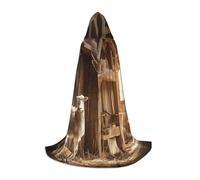 Wild Animals - Bata con capucha con estampado retro de Farmhouse2 para adultos, túnica de mago, monje, sacerdote, capa para Halloween, cosplay, caballero, Negro -, Large