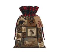 Wild Animals - Bolsa de regalo retro de granja, bolsa de almacenamiento de Navidad, etiquetas de almacenamiento de tela, accesorios de Navidad