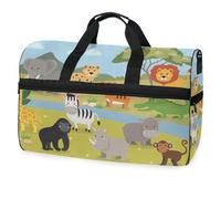 Wild Animals - Bolsa de viaje con diseño de cebra, mono, jirafa, mono, cocodrilo, rinoceronte, leopardo, tigre, león, hipopótamo, para hombres, mujeres, niños, niñas, adolescentes, bolsa deportiva de