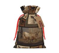 Wild Animals - Bolsas de regalo con cordón para Navidad, diseño retro de granja