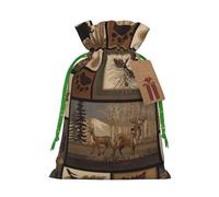 Wild Animals - Bolsas de regalo con cordón para Navidad, diseño retro de granja