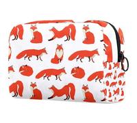 Wild Animals Collection - Neceser grande con cremallera para mujer, diseño de zorros rojos, multicolor, 18.5x7.5x13cm/7.3x3x5.1in, Neceser