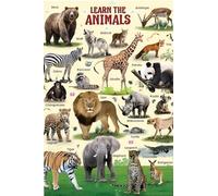 Wild Animals Educational Posters for Kids, Set of 10 Laminated Wall Charts for Toddlers, Preschool & Kindergarten Classroom Decor, Jungle Safari Theme Learning Materials(Framed,08x12inch(20x30cm))