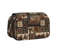 Wild Animals - Estuche portátil para lápices con estampado retro de granja, cosméticos, artículos de tocador, multiusos, bonita gran capacidad, uso diario