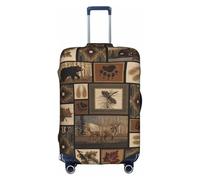 Wild Animals - Funda protectora para maleta, diseño retro de granja, elástica, lavable, antiarañazos, ajuste de 18 a 32 pulgadas, White, L
