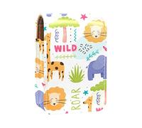Wild Animals Pattern-01 - Estuche portátil para lápiz labial, mini caja de almacenamiento de lápiz labial, estuche organizador de lápiz labial con espejo para mujer, Varios colores, 9.5x2x7 cm/3.7x0.8x2.7 in