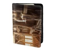 Wild Animals Retro Farmhouse2 - Tarjetero de piel con estampado de animales salvajes, accesorios de viaje, funda para pasaporte para mujeres y hombres, Negro -, Talla única