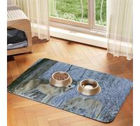 Wild Animals Wolf Printed,Waterproof Pet Feeding Mat,PU Leather Placemats for Cat Dog Water Bowl,Food Mats,30x45cm