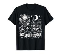Wild Balance Lobo Águila Luna Naturaleza Montaña Camiseta