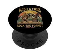 Wild Bear Guitarra Retro Vida Silvestre Música Vintage Montaña Arte PopSockets PopGrip Adhesivo