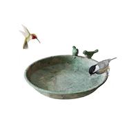 Wild Bird Bath Bird Feeding Bowl Cast Iron Round Bird Basin Balcony Patio Garden Country Home Decor, Green (large)-I New Arrival